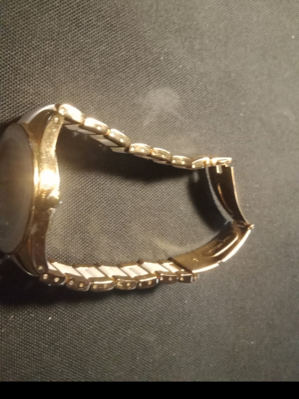 Anne Klein Two-Tone Gold and White Bracelet Watch